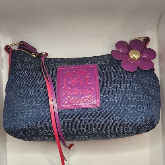 Victoria Secret With Love Vintage Denim Hobo Bag Womens‎ Purse Shoulder Bag - Picture 4 of 13